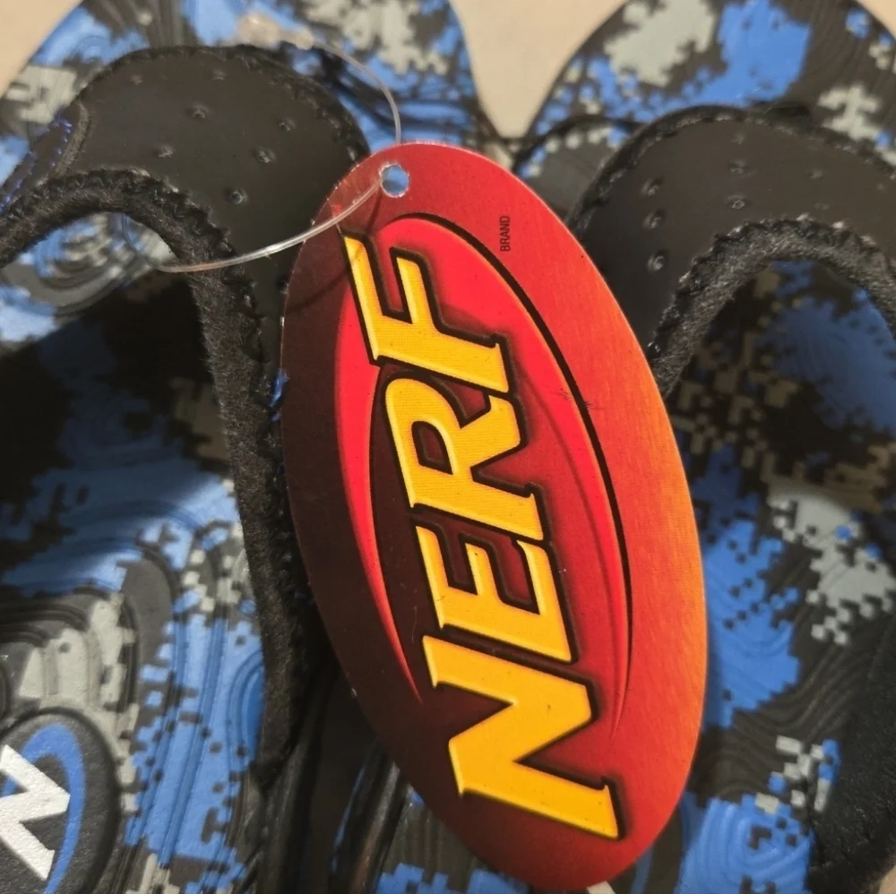 NWT LITTLE BOYS NERF SANDALS FLIP FLOPS DARK BLUE SIZE 9-10
